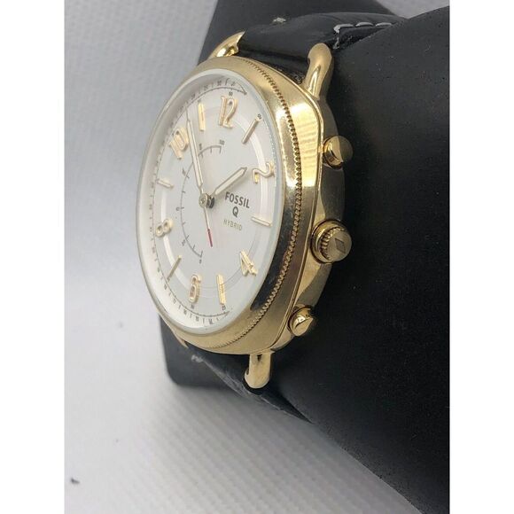 Fossil Q FTW1201 Women's Black Leather Analog Silver Dial Hybrid Smart Watch OL2 - Picture 2 of 9